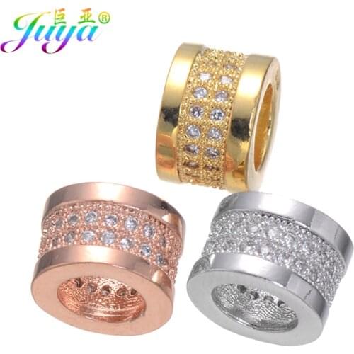 Juya 5pcs/lot DIY Metal Tube Beads Supplies Handmade 9mm Spacer Beads For Natural Stones Beadwork Jewelry Making Charm Beads