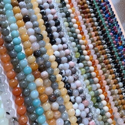 Natural Round Labradorite Amazonite crystal Agates fluorite Quartz Lava Beads For Jewelry Making DIY Bracelet Accessories 15