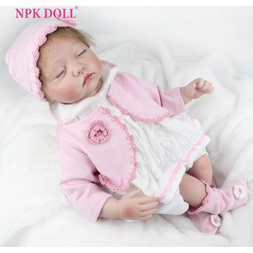 NPKDOLL 55cm Reborn Baby Dolls 22 Inch Soft Clothes Body Alive Reborn Babies Gift Doll Fashion Dolls For Girls