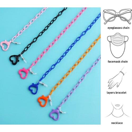Fashion Eyeglasses Chain Acrylic Anti-lost Mask Lanyard Holder Heart Sungalsses Reading Glasses Chain Neck Strap Jewelry Gift