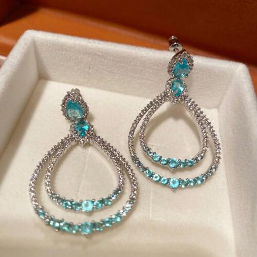 Bilincolor Trendy Hollow Blue Drop Earring for Women