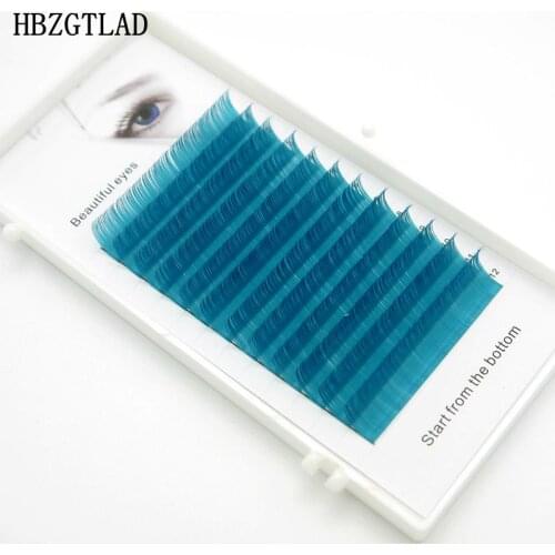 HBZGTLAD New C/D curl 0.07/0.1mm 8/15mm false lashes blue color eyelash individual colored lashes Faux volume eyelash extensions