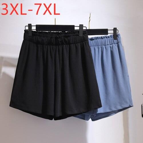 New 2021 Ladies Summer Plus Size Shorts For Women Large Loose Black Blue Wide Leg Shorts 3XL 4XL 5XL 6XL 7XL