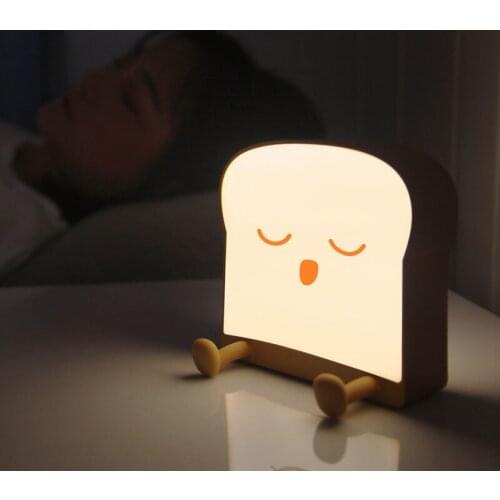 Novelty Toast Design Night Light USB LED Touch Sensor Lights For Bedroom Home Christmas Gifts Decoration Table Lamp Phone Holder