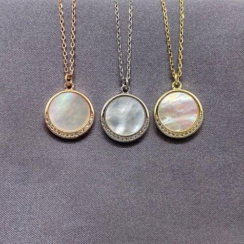 S925 Sterling Silver Necklace for Women Zircon Round Moon Simple Clavicle Necklace for Wedding Fine Jewelry Chain with Pendant