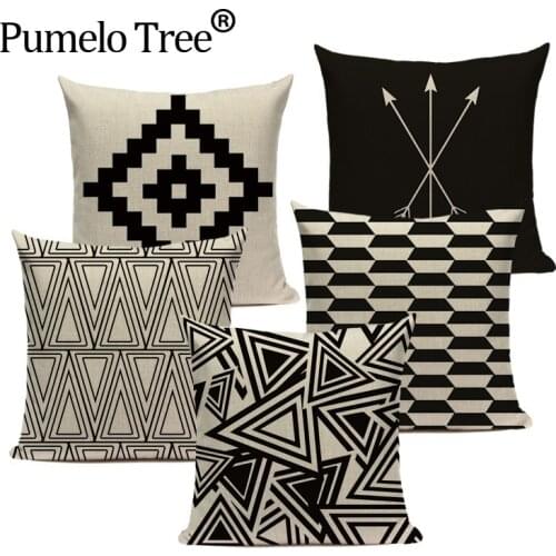 Custom Geometric Cushions Decorative Patterns Cushion Linen Cushion Cover For Sofa 45Cmx45Cm High Quality Decor Pillow Cover