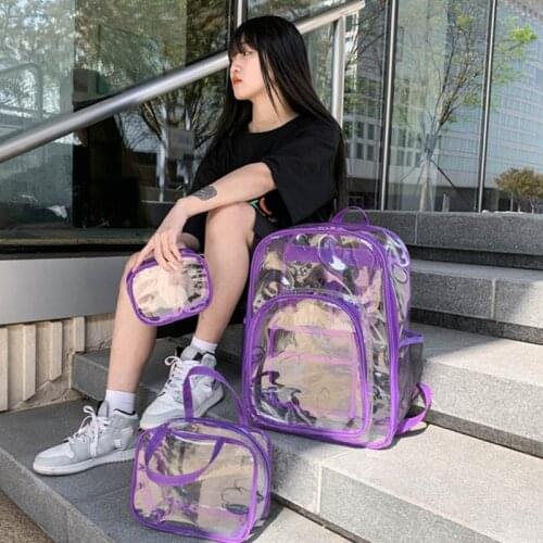 Clear Backpack Clear Backpack Transparent Plastic Material Backpacks with Work Concert Security Travel Sporting 3 Colors