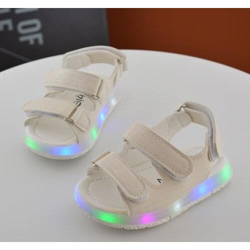 Summer Sandals For Boys LED Kids Glowing Shoes With Lights Shiny Breathable Baby Sandals Soft Bottom Children Casual Shoes