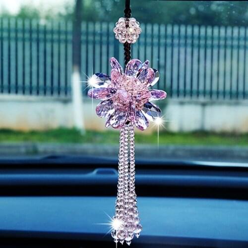 Stylish Flower Beads Pendant Car Interior Decor Rearview Mirror Hanging Ornament Beads Tassels Shiny Delicate Fine Workmanship