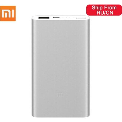 Original Xiaomi Power Bank 5000mAh 2 USB Portable Charger Slim Xiaomi Powerbank 5000 Li-polymer External Battery for iPhone XS