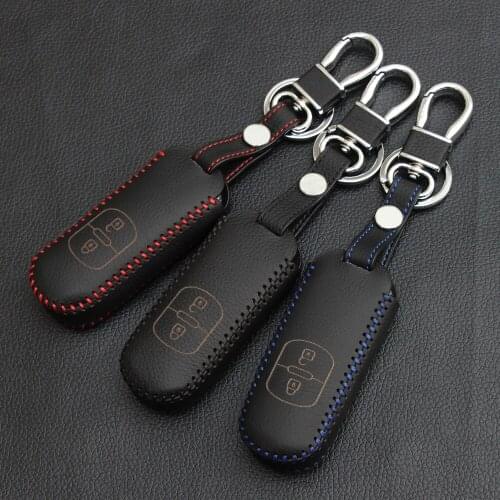 High Quality key wallet car genuine leather key cover auto parts for Mazda 2 3 5 6 AXELA CX-3 CX-5 cx-7 CX-9,2 Buttons smart key