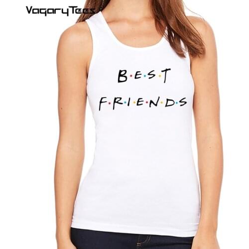 2021 Letters Print Best friends Women Casual Tank Top Tee Casual Streetwear Short Tops Femme Tanks Tops