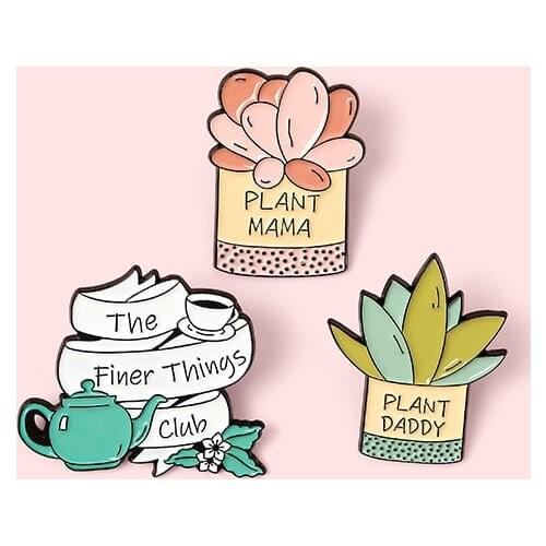 Green Plant Badge Creative Cartoon Succulent Aloe Potted Enamel Brooch Fashion Personality Lapel Backpack Jewelry Accessories