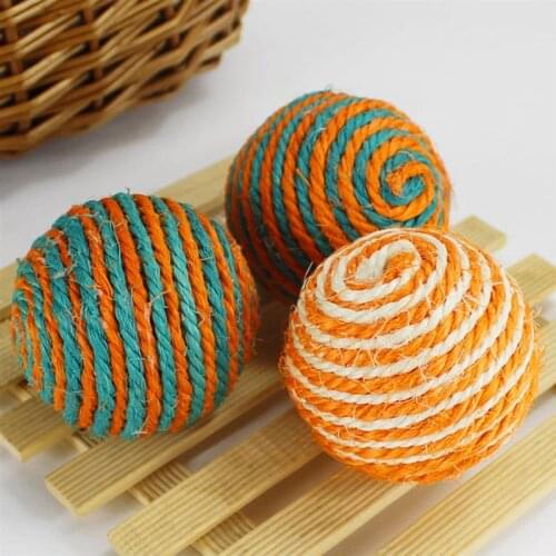 1PCS Random Color Pet Sisal Ball Toys Cat Ball Toy Funny Interactive Toys Cat Chase Toy Throwing Ball Toy Training Toys