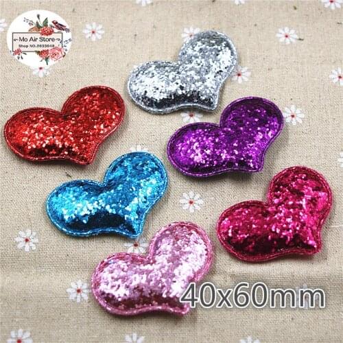 6CM 12pcs heart Non-woven patches glitter Felt Appliques for clothes Sewing Supplies DIY craft ornament