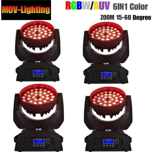 4pcs/lot 36*18W RGBWA+UV 6in1 Mini Bee Eye Zoom DMX DJ Lights
