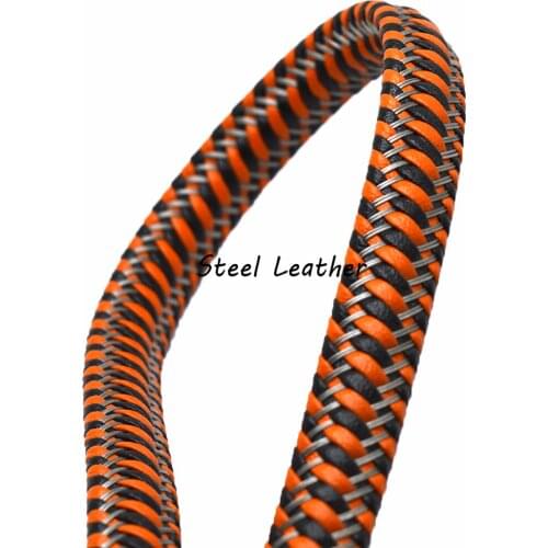 5m/lot Approx 12*6mm Steel wire Flat Braided Leather Cords /accessories/DIY Bracelet necklace Jewelry making Leather Strands