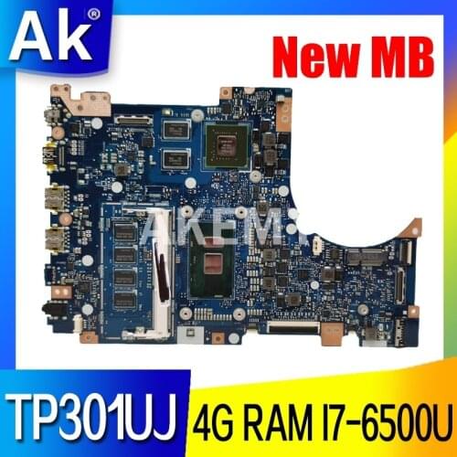 Akemy TP301UJ motherboard for ASUS TP301UA Q303UA original mainboard 4GB-RAM I7-6500U GT920M-2GB tested 100% work motherboard