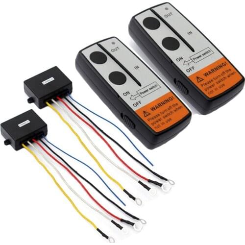 2 Set 12V Universal 50ft Car Wireless Winch Electric Remote Control With Manual Transmitter Twin Handset For Jeep SUV ATV Truck