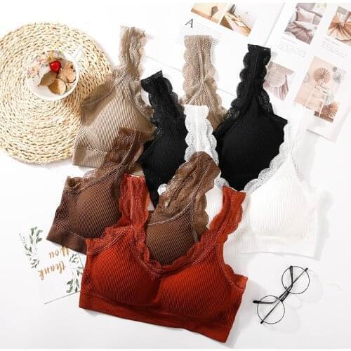 Sexy Lace Bra Top Women Push Up Wireless Women Padded Bralette Underwear Lingerie Sports Bra Female Crop Tops