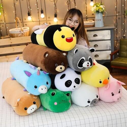 Cuddly Soft Plush Pig Unicorn bee Raccoon Pillow Hugging Stuffed Kids Toy Lovely Plush Animal Toy Pillow