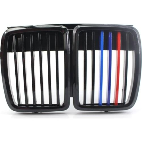 For 1982-1994 BMW E30 Grill 3Series Front Hood Kidney Grille M3 Look Shiny Black