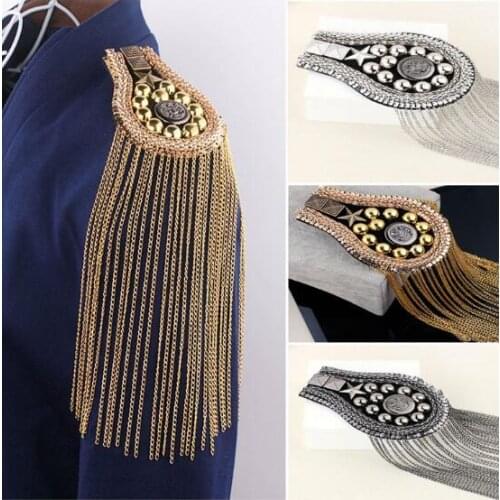 20pcs/10pairs Long Chain Tassel Epaulette Handmade Suit Shoulder Strap Tassel Blazer Epaulet Epaulette Stage Jewelry Wholesale