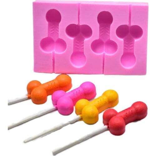 Penis Shape Lollipop Silicone Mold for Chocolate Jelly Mould Fondant Cake Mould For Wedding Bachelorette Party Decorations