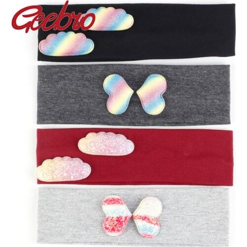 Geebro Baby Girls Star Cotton headbands Hairbands Soft Summer Kids Childs Toddler Headwear Turban Girls Rainbow hair Accessories