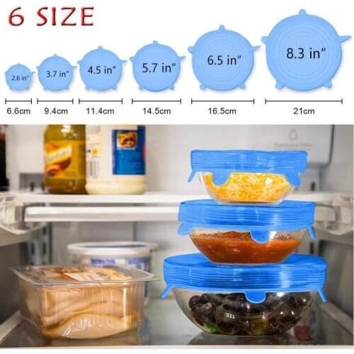 6Pcs Kitchen Gadgets Kitchen Accessory Reusable Silicon Stretch Lids Universal Lid Silicone Food Wrap Bowl Lid Kitchen Tool Sets