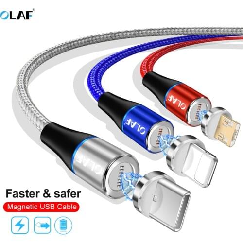 OLAF Magnetic USB Cable for iPhone X 8 Mobile Phone Micro USB Cable for Huawei Magnetic USB Type C Cables Connector for Samsung