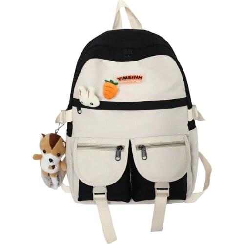Harajuku Kawaii Fashion Womens Backpack Multi-pocket Large Capacity School Bags For Girls Nylon Waterproof Travel Bags