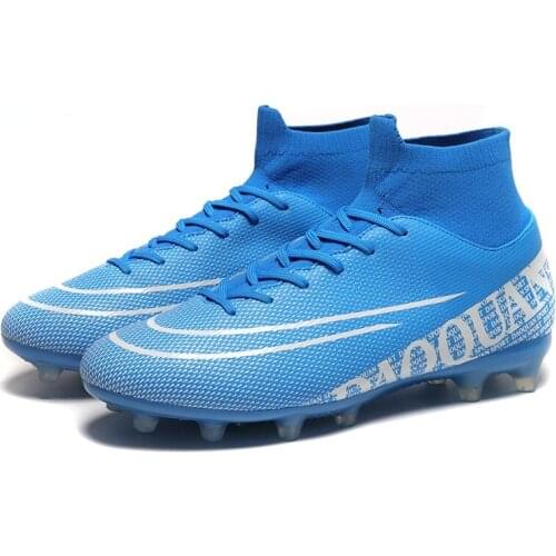 Mens Soccer Shoes High Ankle Cleats Teenager Breathable Sneakers Grass Training FG / TF Size 35-45 Kids Antiskid Football Boots