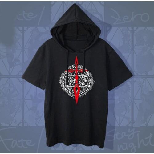 New fate stay night extlla Short Sleeve Hooded T-shirt Casual Summer Women Men fate zero saber Cosplay T Shirt cotton Tees