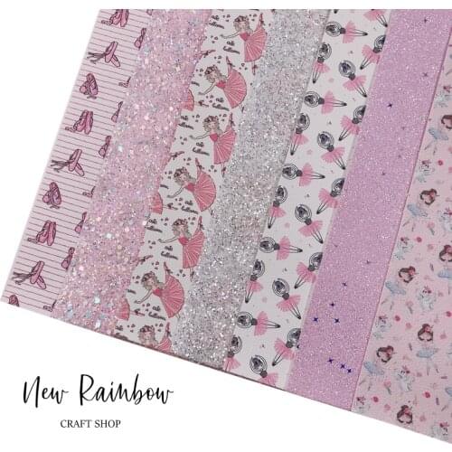 New Rainbow 30x22CM/A4 Dancing Girl Digital Printed On Litchi Faux Leather for Bow Making, Accessories, DIY Crafts, Earrings