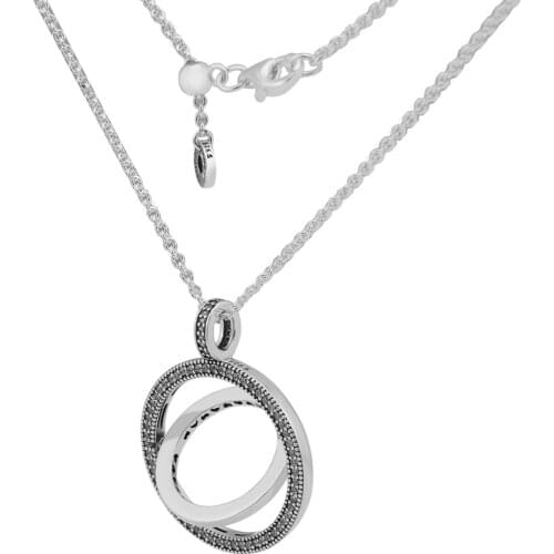 Spinning Hearts Of Signature Necklace 100% 925 Sterling Silver Jewelry Free Shipping