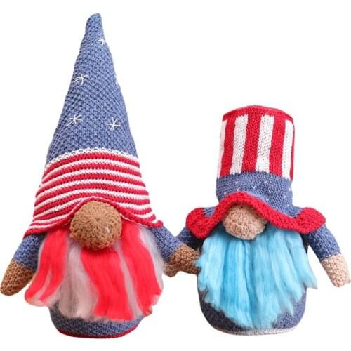Patriotic Veterans Day Gnome Decorations Handmade Hat Gnomes Plush Doll 4Th Of July Decorations Tiered Tray Decor