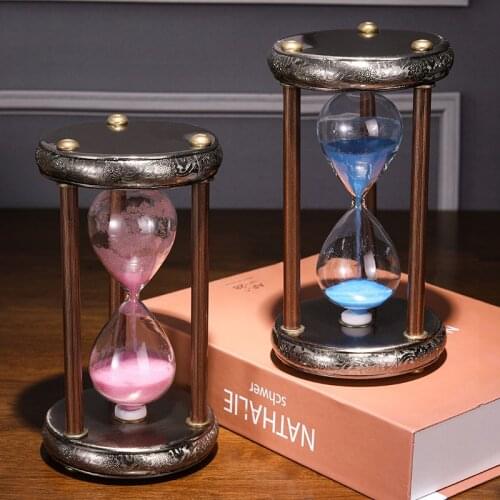 Hourglass sand clock sand timer decorative sand Creative home tabletop decoration crafts retro iron time hourglass ornaments