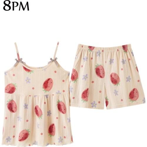 Sleeveless Nightwear Sexy Pyjamas Women Two Piece Set Sleepwear Grils Pijamas Tank Camisole Shorts Cotton Home Wear ouc1057