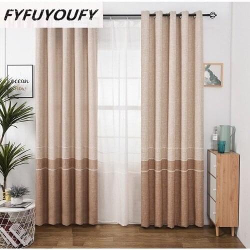 Japan Style Thick Faux Linen Window Curtain Living Room for Bedroom Window Modern Tulle Blackout Curtain Drapes Custom Made