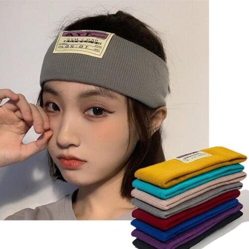 Sports Yoga Hair Bands Woman Pure Color Letter Knitted Wide Headbands Men Stretchy Fitness Workout Hairbands Hair Accessories