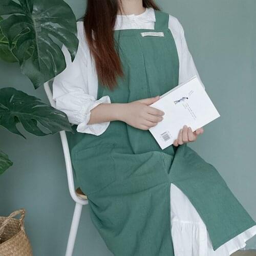 Simple Nordic Style Women Aprons Waterproof Oil-proof Pinafore with Two Pockets Chef Hairdresser Bib Garden