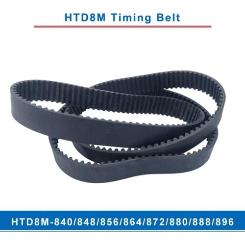 Timing belt HTD8M-840/848/856/864/872/880/888/896 teeth pitch 8mm circular teeth belt width 20/25/30/40mm for 8M timing pulley