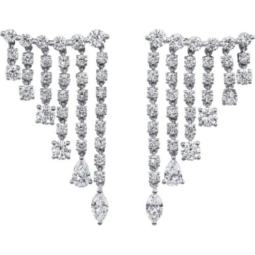 Water drop zircon Tassel Earrings for women Europe and America