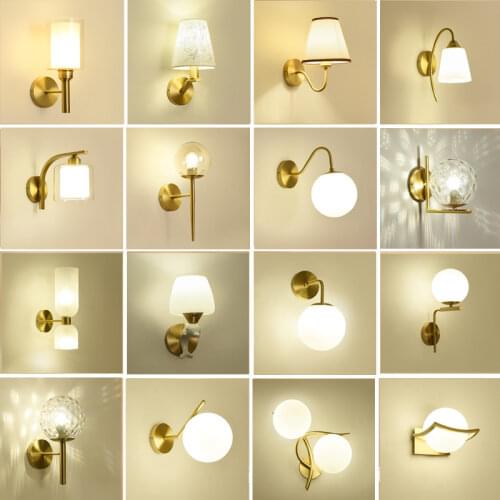 Modern Gold Glass Ball Wall Sconce Light Lighting for Living Room Bathroom Bedroom Bedside Entrance Porch Indoor Decoration Lamp