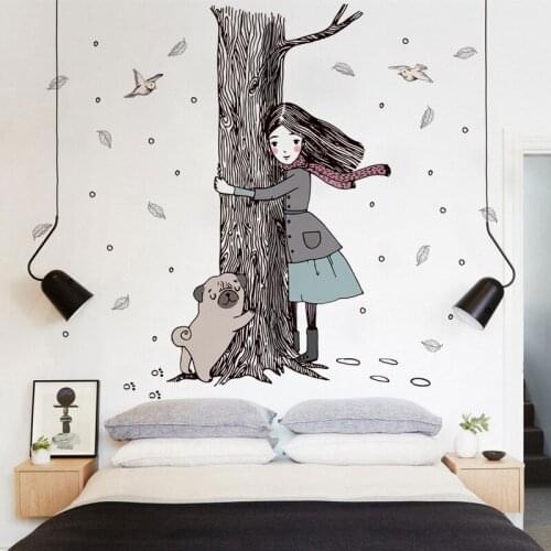 Warm Tree Wall Stickers Animal Vsco Girl Room Decor Aesthetic Teenager Kids Rooms Bedroom Decoration Wallpaper Poster