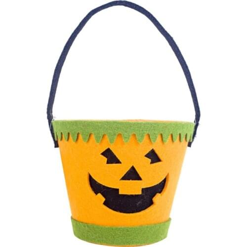 Halloween Funny Ghost Kids Children Trick or Treat Gift Candy Bag Felt Basket Halloween Accessory Funny Design Candy Container