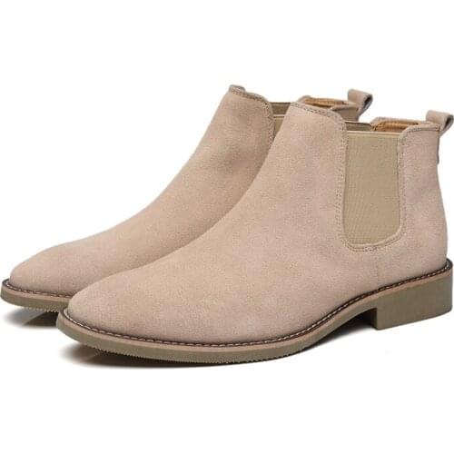 Suede Chelsea Boots For Men Low Heels Short Ankle Botas Zapatos De Hombre Fall Winter Male Casual Dress Wedding Shoes