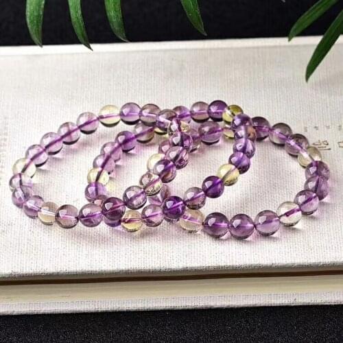 Genuine Natural Ametrine Bracelet For Women Lady 9x6mm Charms Yellow Purple Gemstone Stretch Crystal Bracelet AAAAA