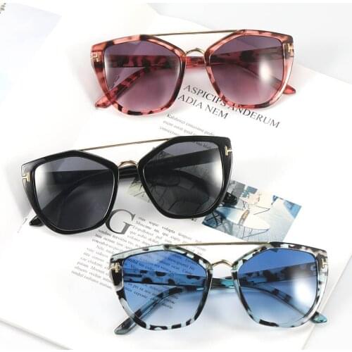 2021 new brand sunglasses women black cat eye sunglasses female luxury designer T fashion metal gradient women sunglasses Oculos
